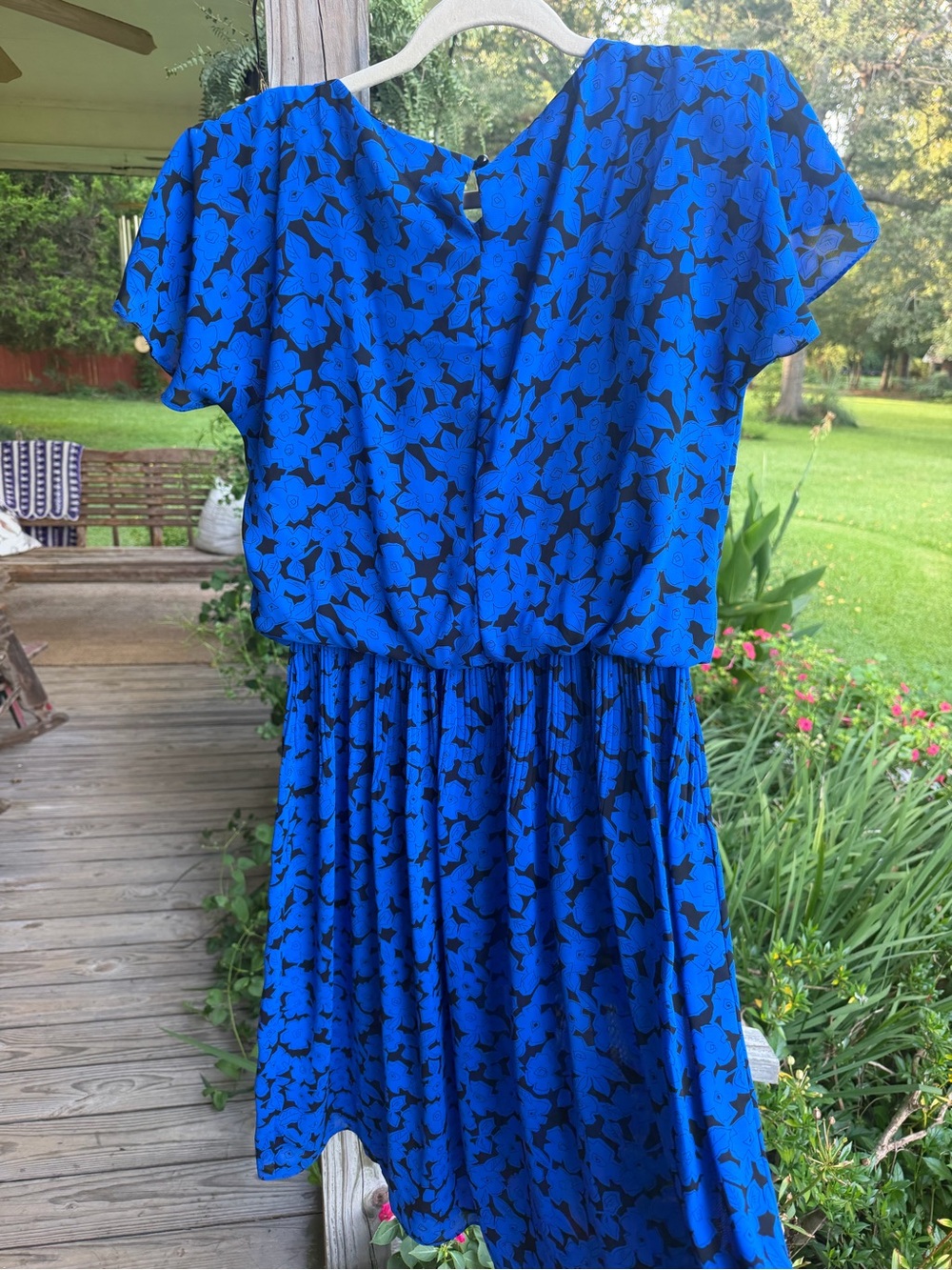 Bright Blue Floral Midi Dress - Picture 6 of 8
